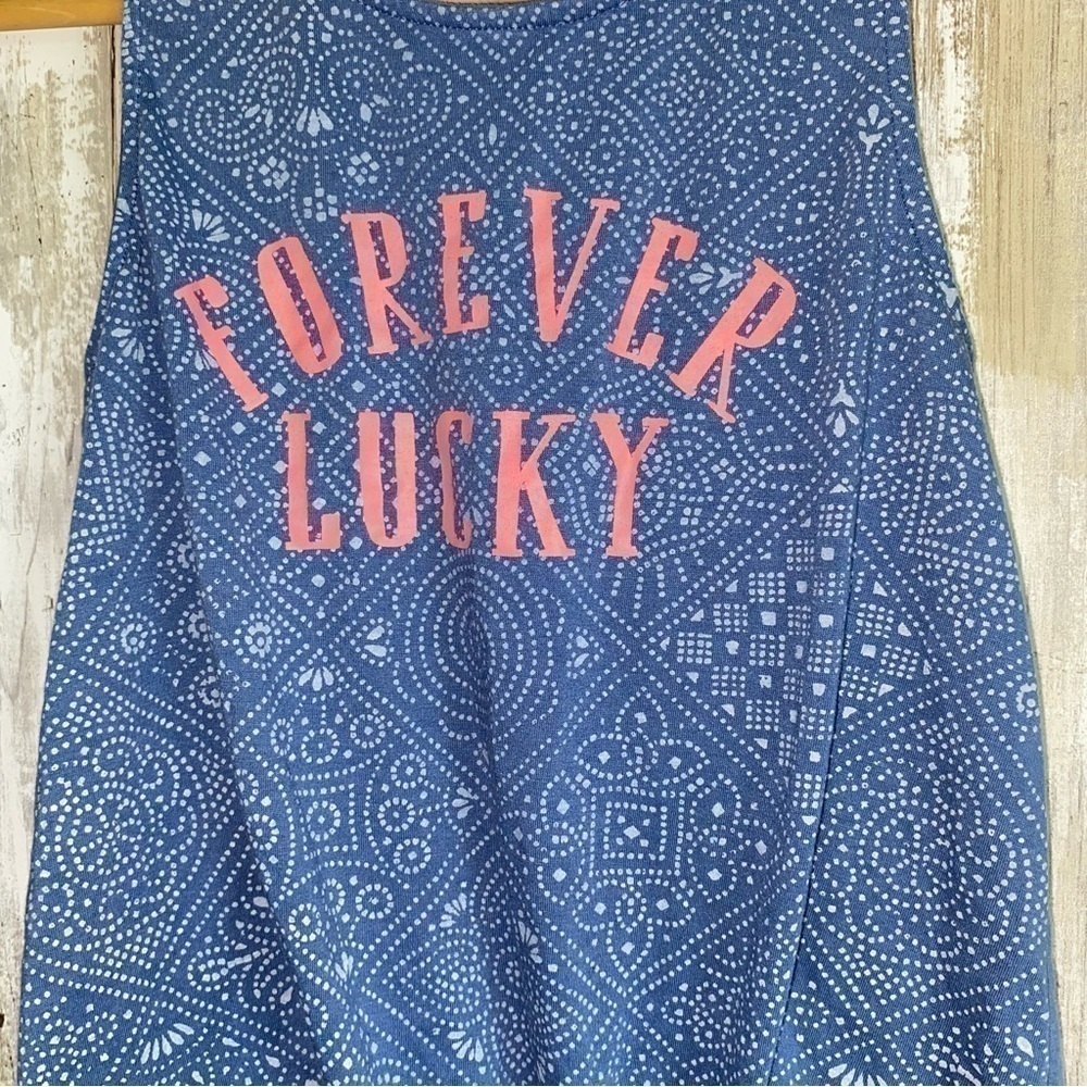 Lucky Brand Girls Forever Lucky Tie Front Tank Blue Bandana Print Large - Picture 2 of 5